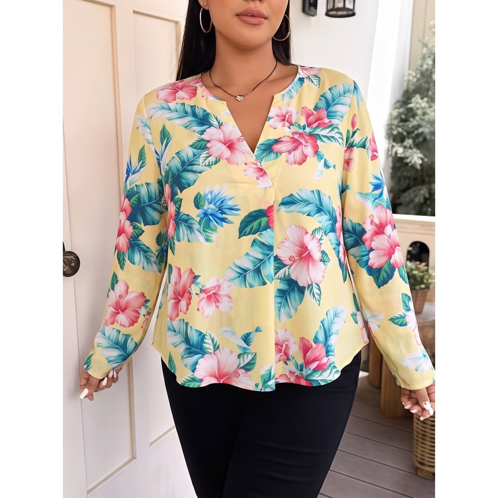 Tommy Bahama Floristic Approach Tunic Medium Lilikoi Yellow Tropical NWT